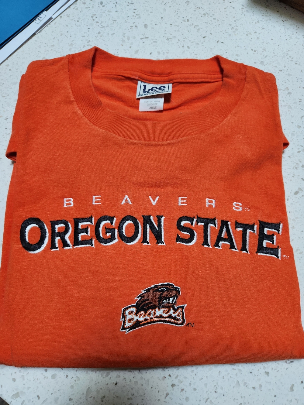 2 White, Orange, and Black Oregon State Beavers Embroidery TEES